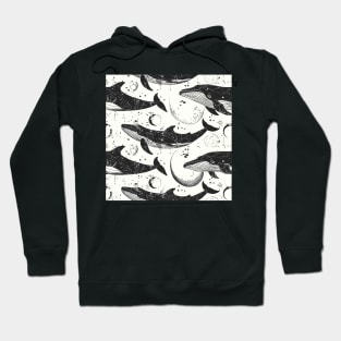 Whales, lines and moon pattern Hoodie